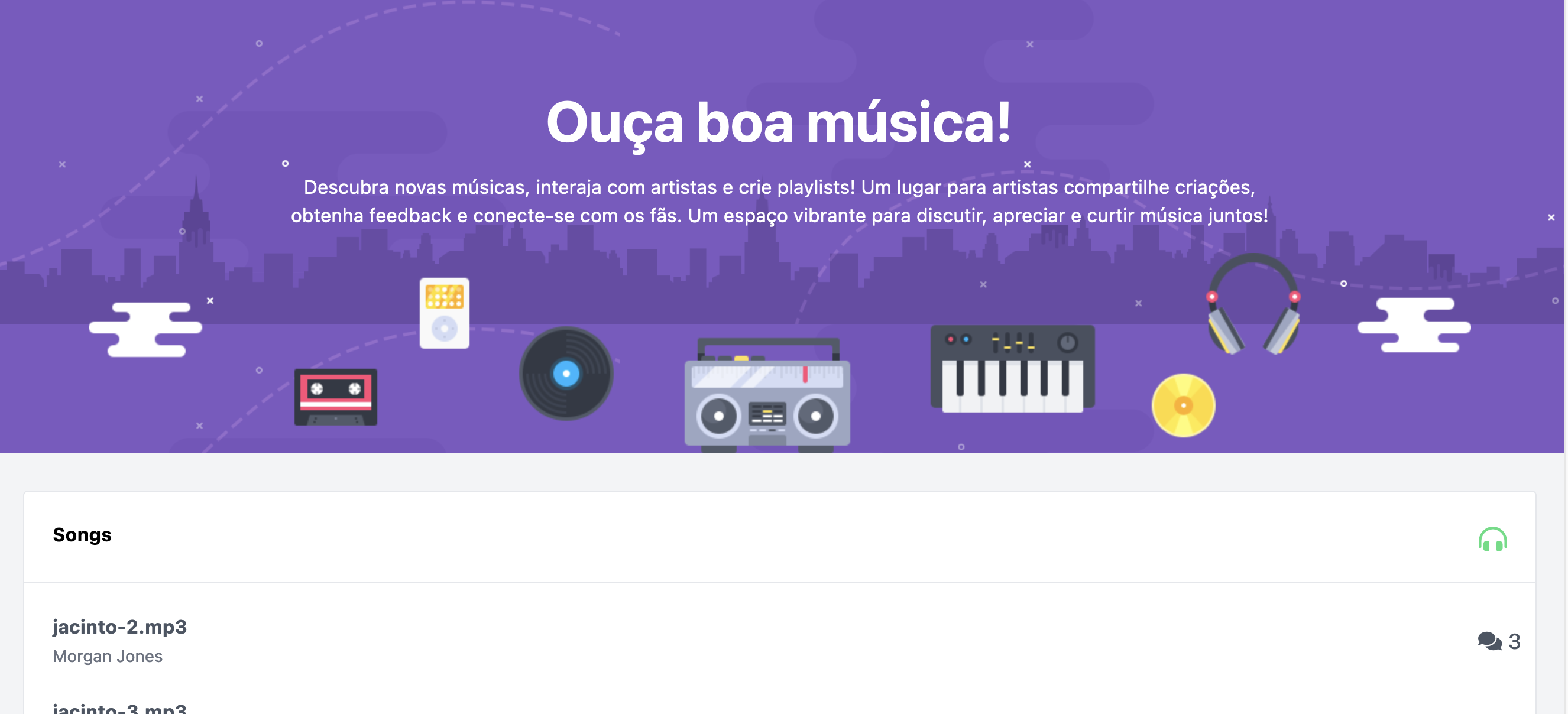 Ouça Boa Música landing page screenshot