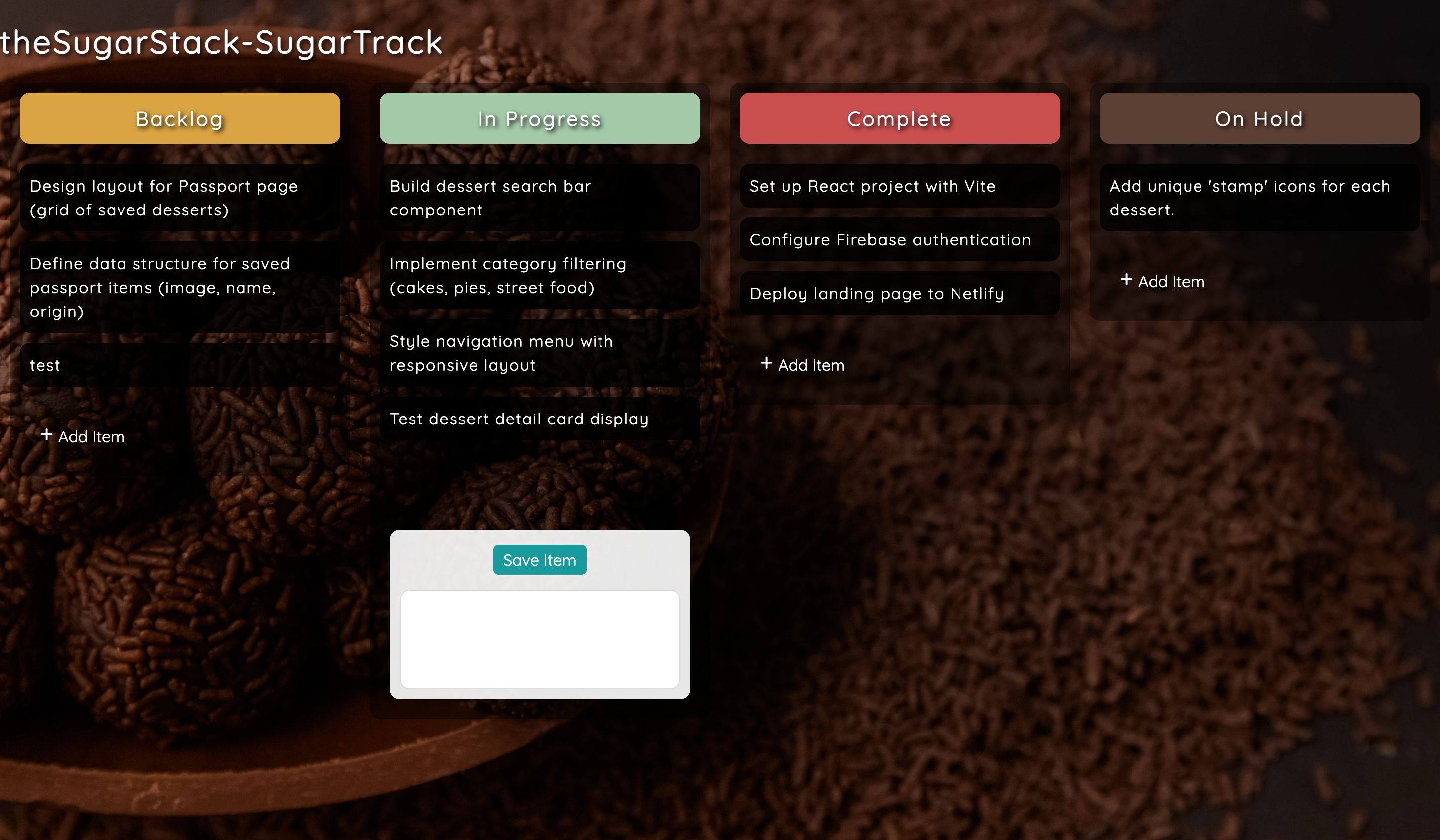 SugarTrack Kanban Board screenshot